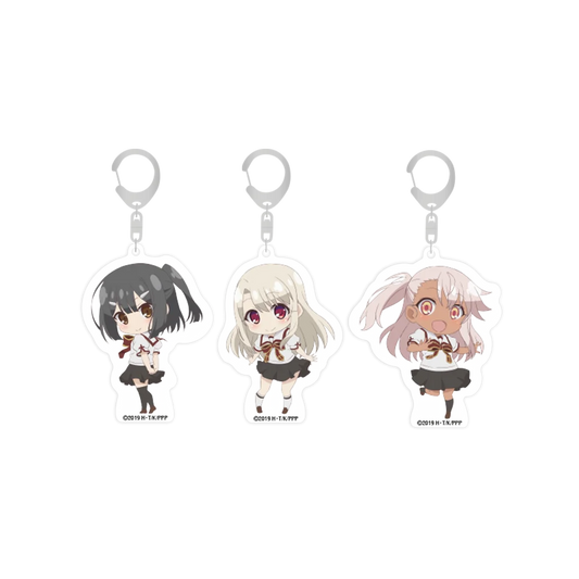 Klare Acryl-Schlüsselanhänger mit Fate/kaleid liner PRISMA ILLYA Prisma Phantasm Design, Mädchen in Schuluniform mit Schokolade