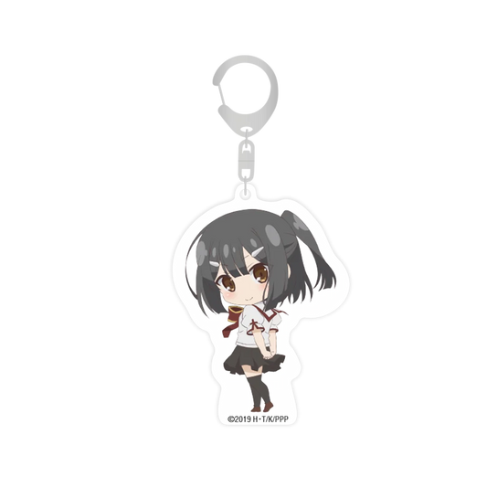 Acrylschlüsselanhänger mit Miyu aus Fate/kaleid liner PRISMA ILLYA Prisma Phantasm, Anime-Design, schwarze Haare, Brille, weißes Shirt und Rock