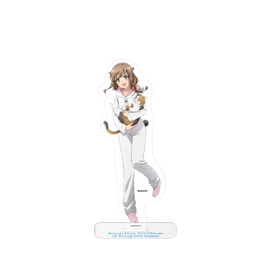 Weiße und rosa Pyjamaset mit Katzenmuster aus Rascal Does Not Dream of Bunny Girl Senpai Acrylaufsteller Kaede