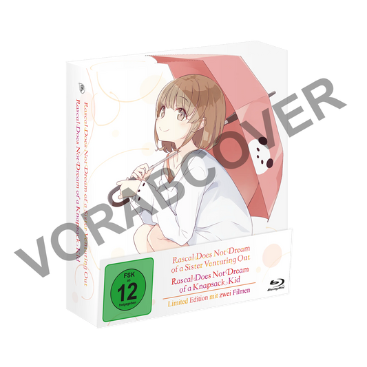 Weiße Box mit Anime-Charakterdesign, rotem Regenschirm und Limited Edition Text