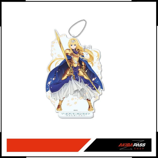 Blauer und weißer Acryl-Schlüsselanhänger mit goldenem Ritter-Design aus Sword Art Online Alicization