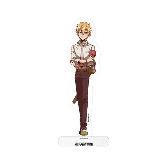 Braune Leder-Geldbörsenkette mit goldenen Akzenten und rotem Herzanhänger, passend zu Toilet-bound Hanako-kun Acrylaufsteller Teru