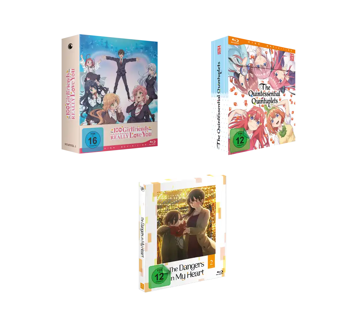 2019 Anime Blu-ray Sammlungsbox mit buntem Charakterkunst und deutschen Untertiteln.