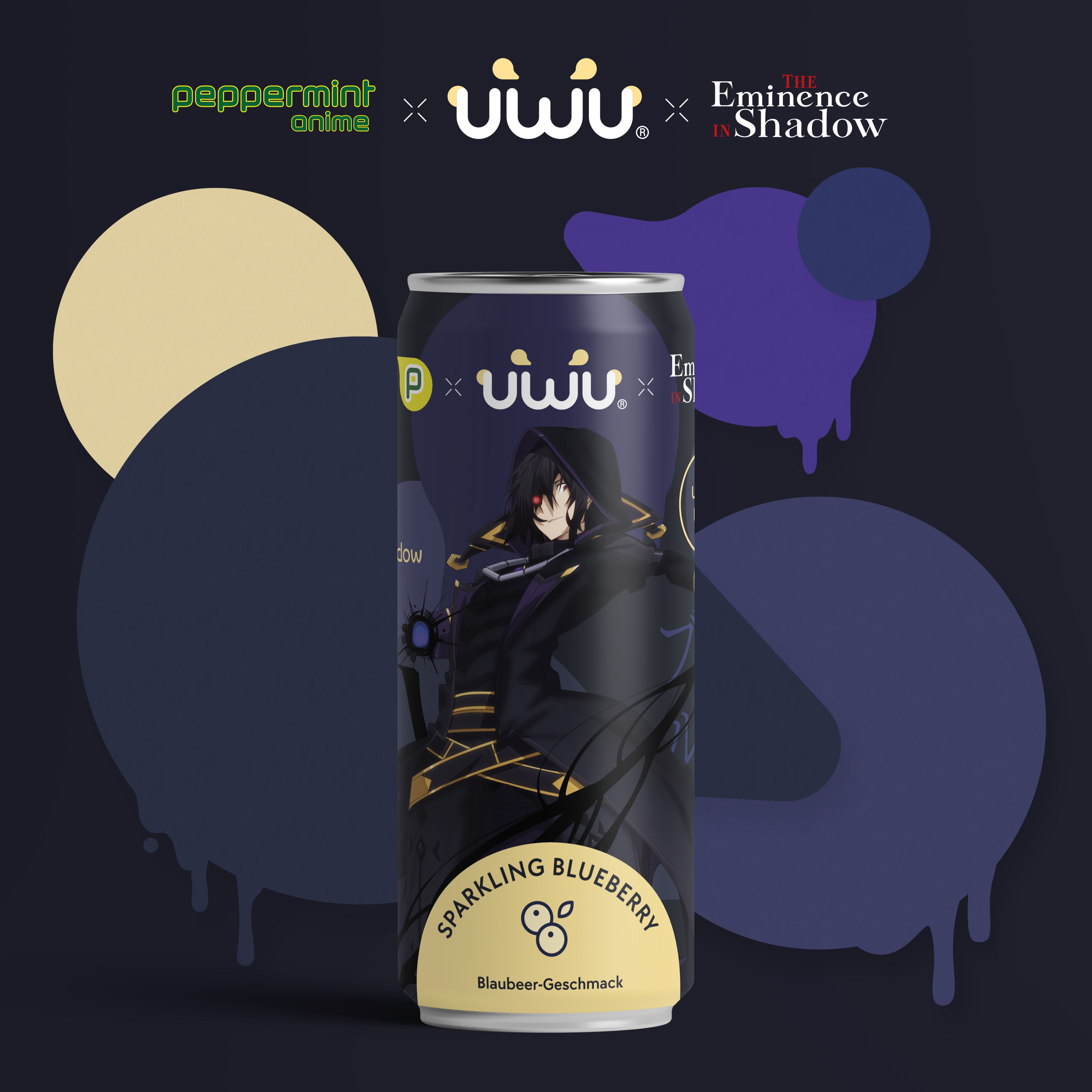 UWU x [The Eminence in Shadow] - Erfrischungsgetränk - Sparkling Blueberry - 12er Tray - Pack B