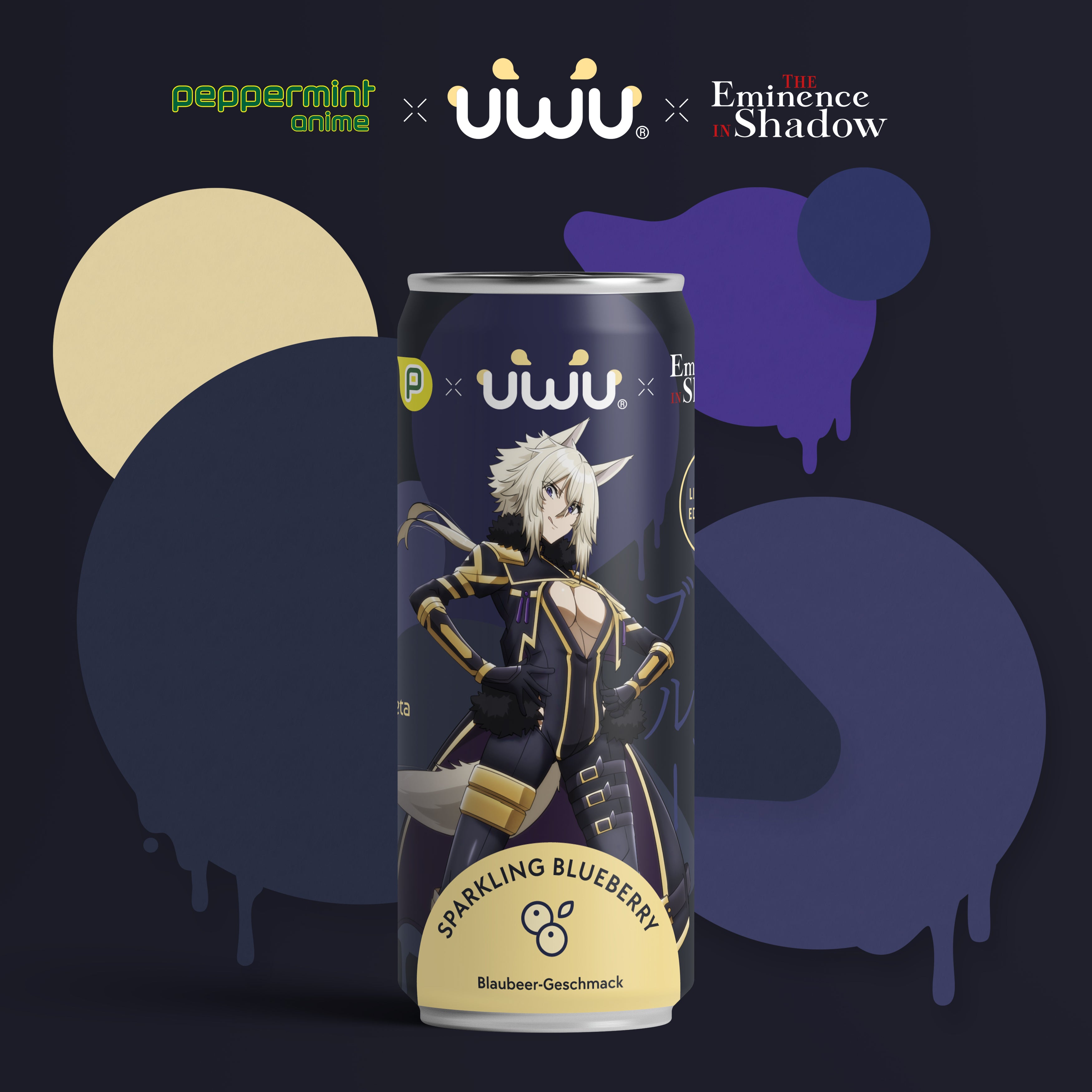 UWU x [The Eminence in Shadow] - Erfrischungsgetränk - Sparkling Blueberry - 12er Tray - Pack B