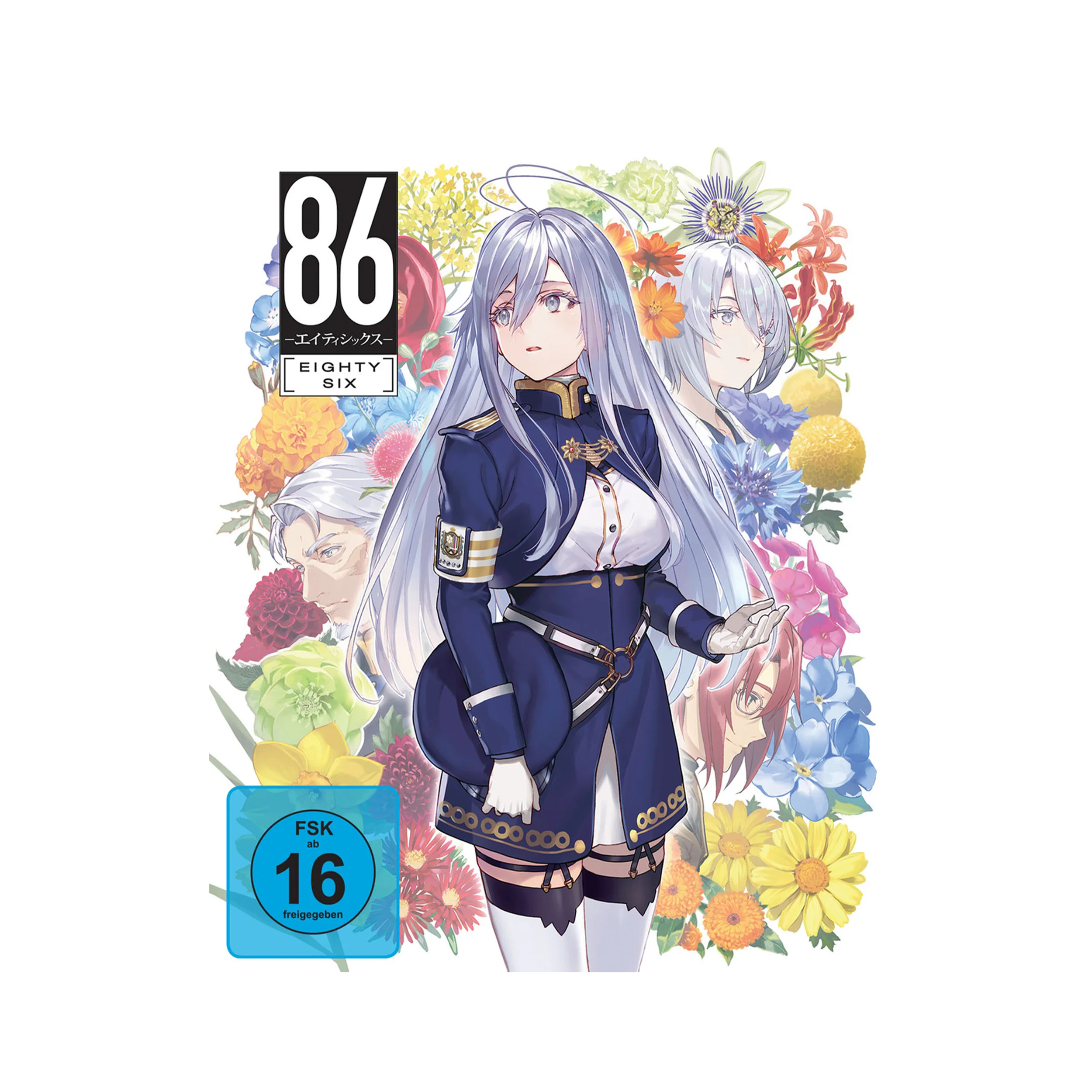 Anime-Figur des 86 Eighty Six Staffel 1 Limited Edition mit Steelbook, weiße Haare, blaue Uniform
