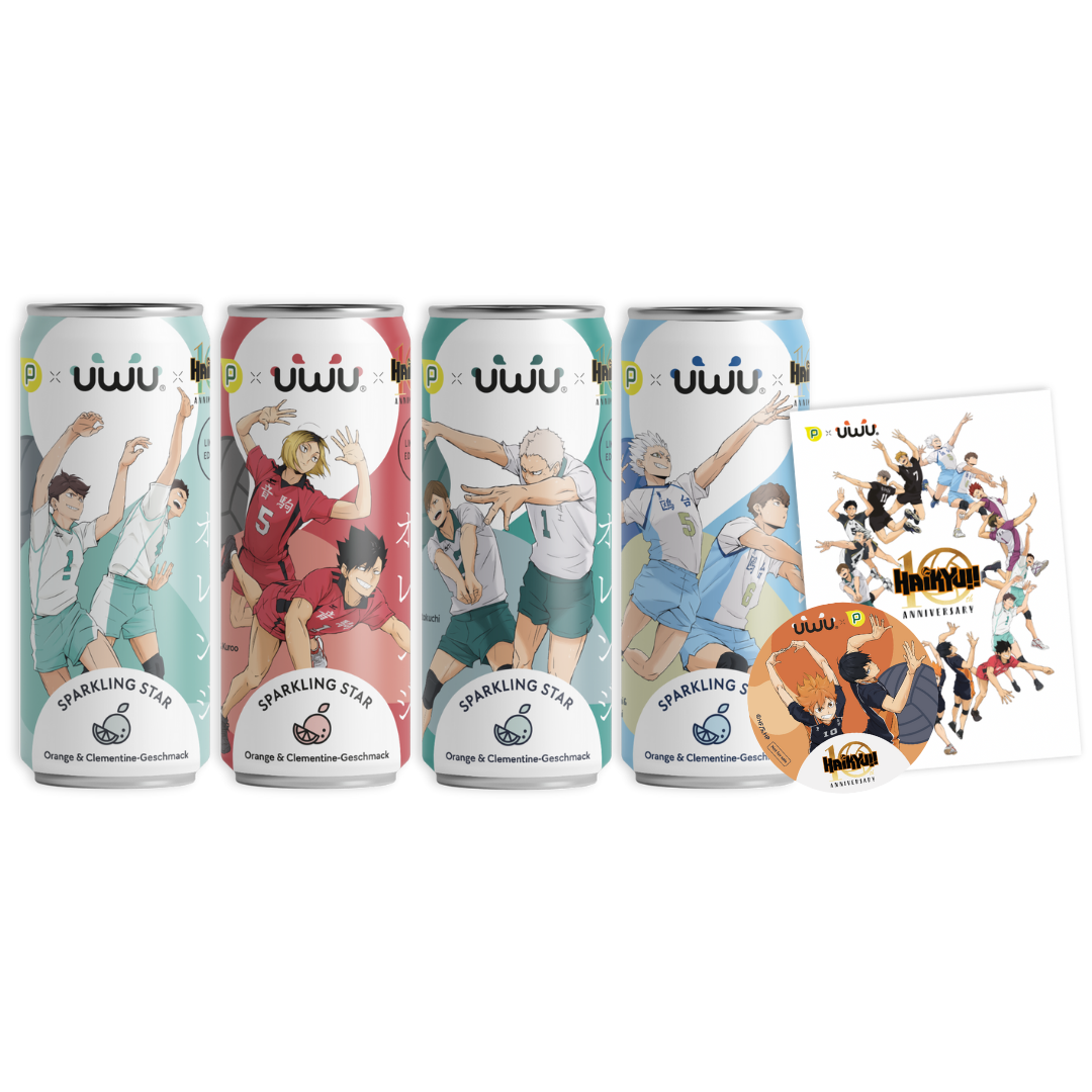 UWU x HAIKYU!! 10th Anniversary - Erfrischungsgetränk - Sparkling Star (Orangen- und Clementinen) - 12er Tray - PACK B inkl. Pfand