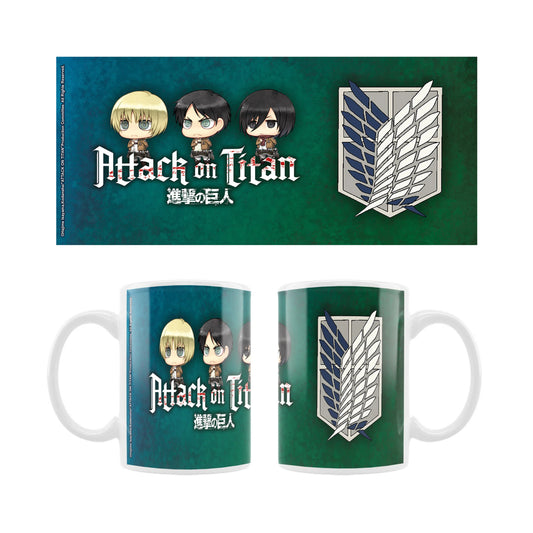 Attack on Titan - Eren Mikasa & Armin - Chibi Style - Tasse