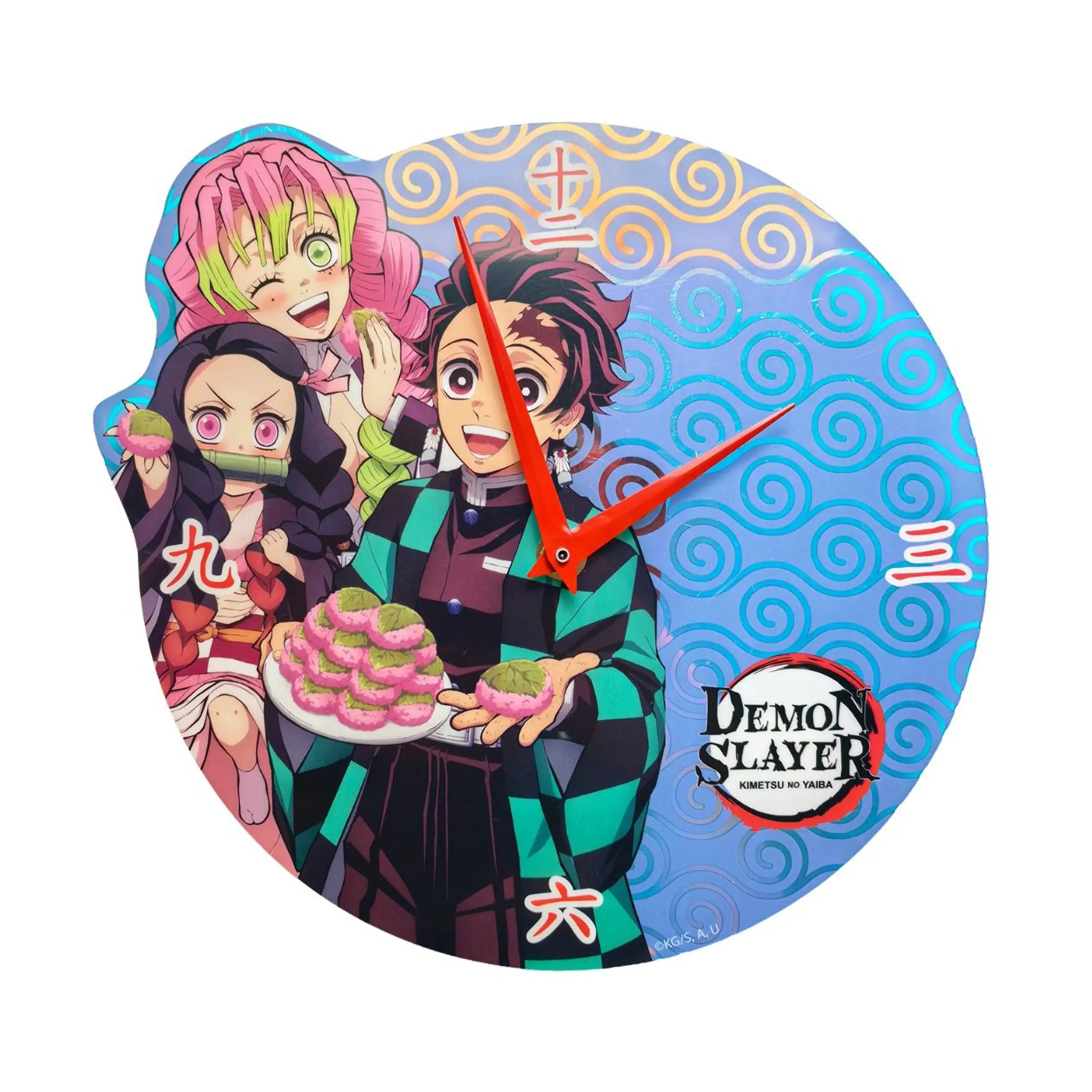 Demon Slayer - Acrylwanduhr - Tanjiro, Nezuko & Mitsuri - (24x23cm, Holo-Effekt)
