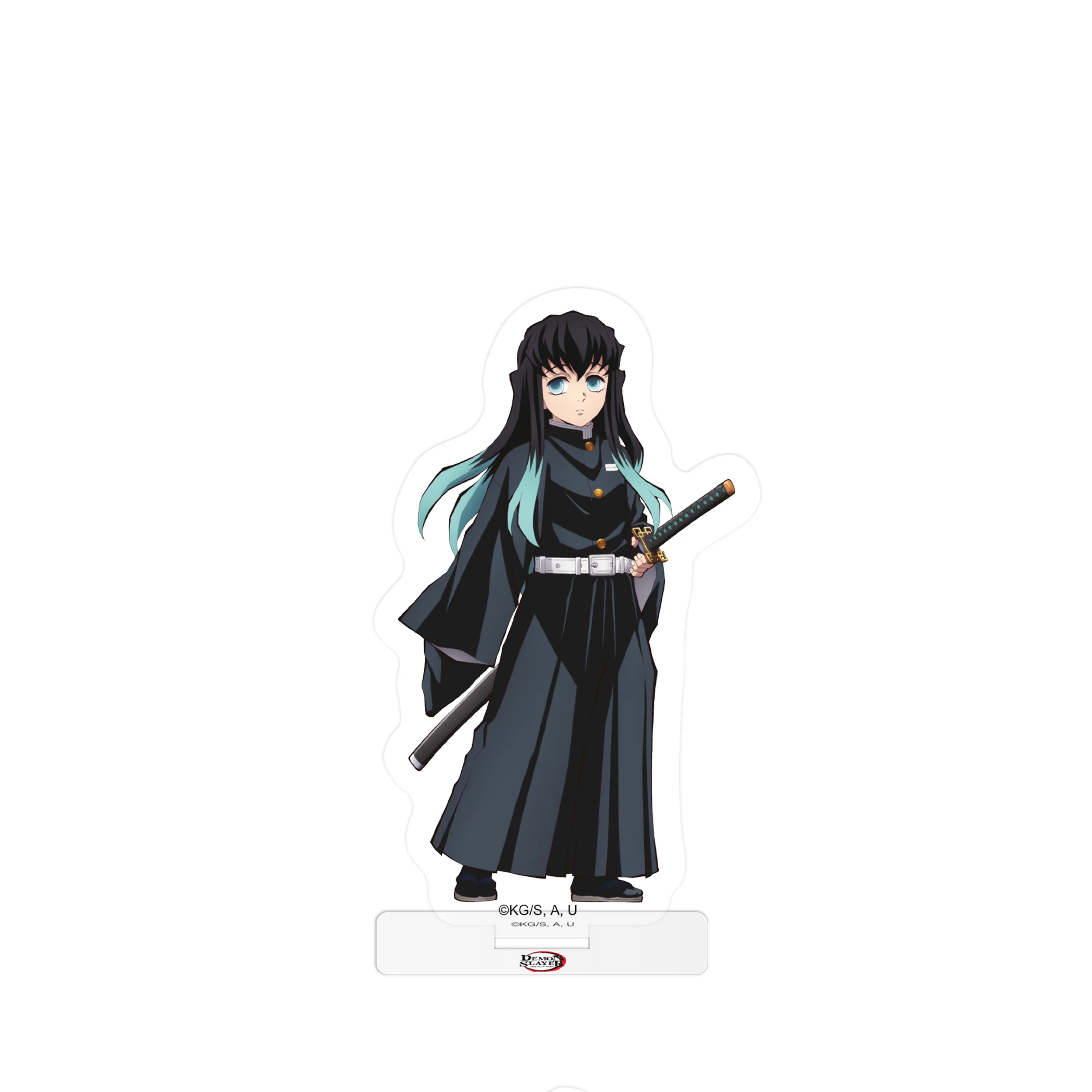 Anime Charakter Sticker in Schwarz und Türkis mit Schwert, Vinyl, für Demon Slayer Set