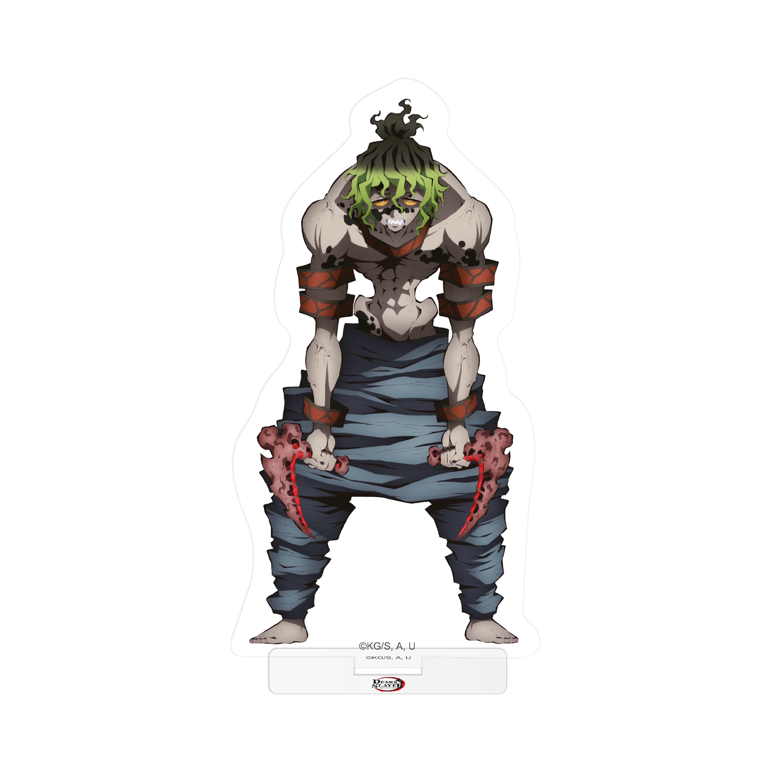 Grüner Zombie-Aufkleber mit roten Akzenten und Bandagen, für Demon Slayer Acrylfigur