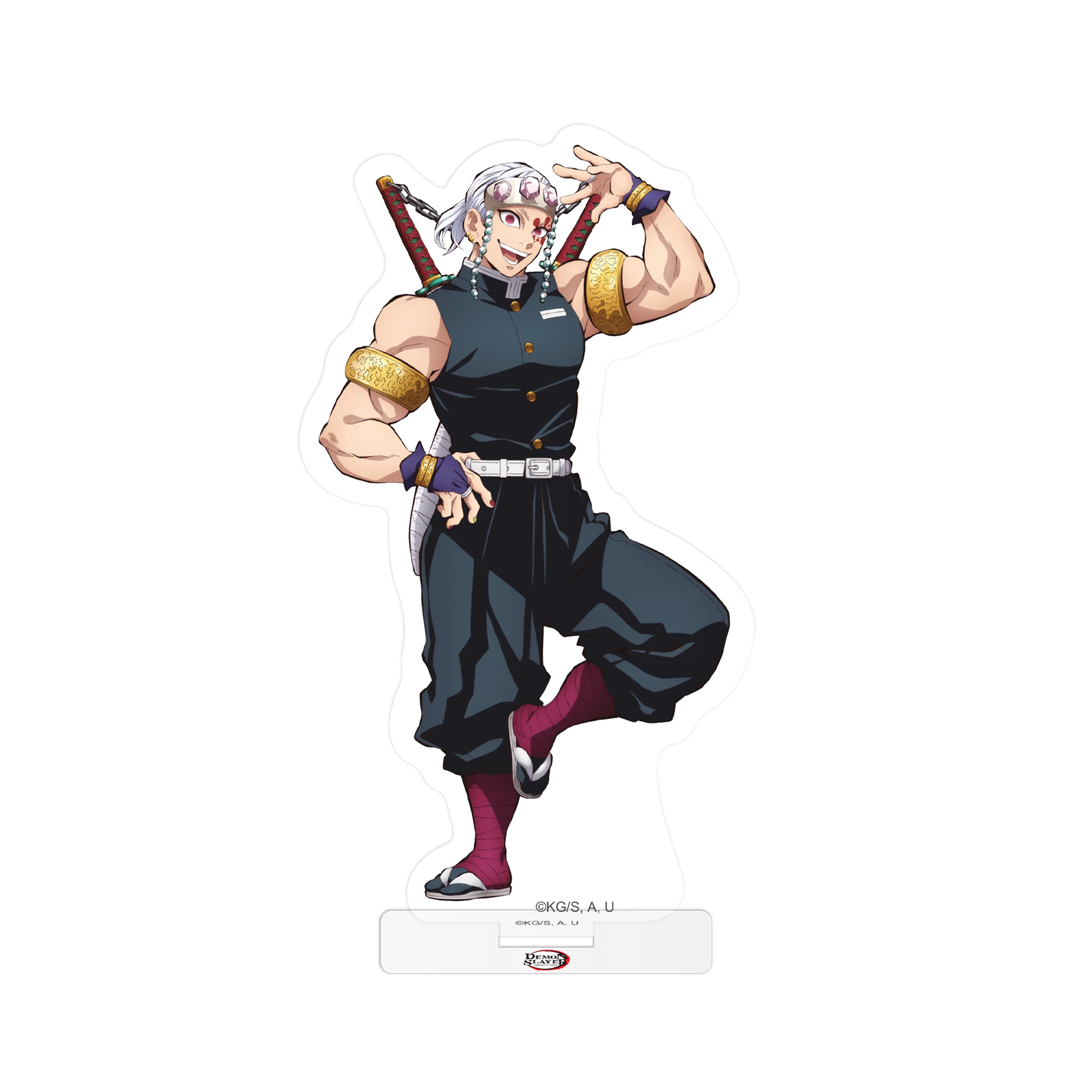 Demon Slayer Kimetsu no Yaiba Entertainment District Arc Acrylaufsteller mit schwarzer Goldfigur und Schwert