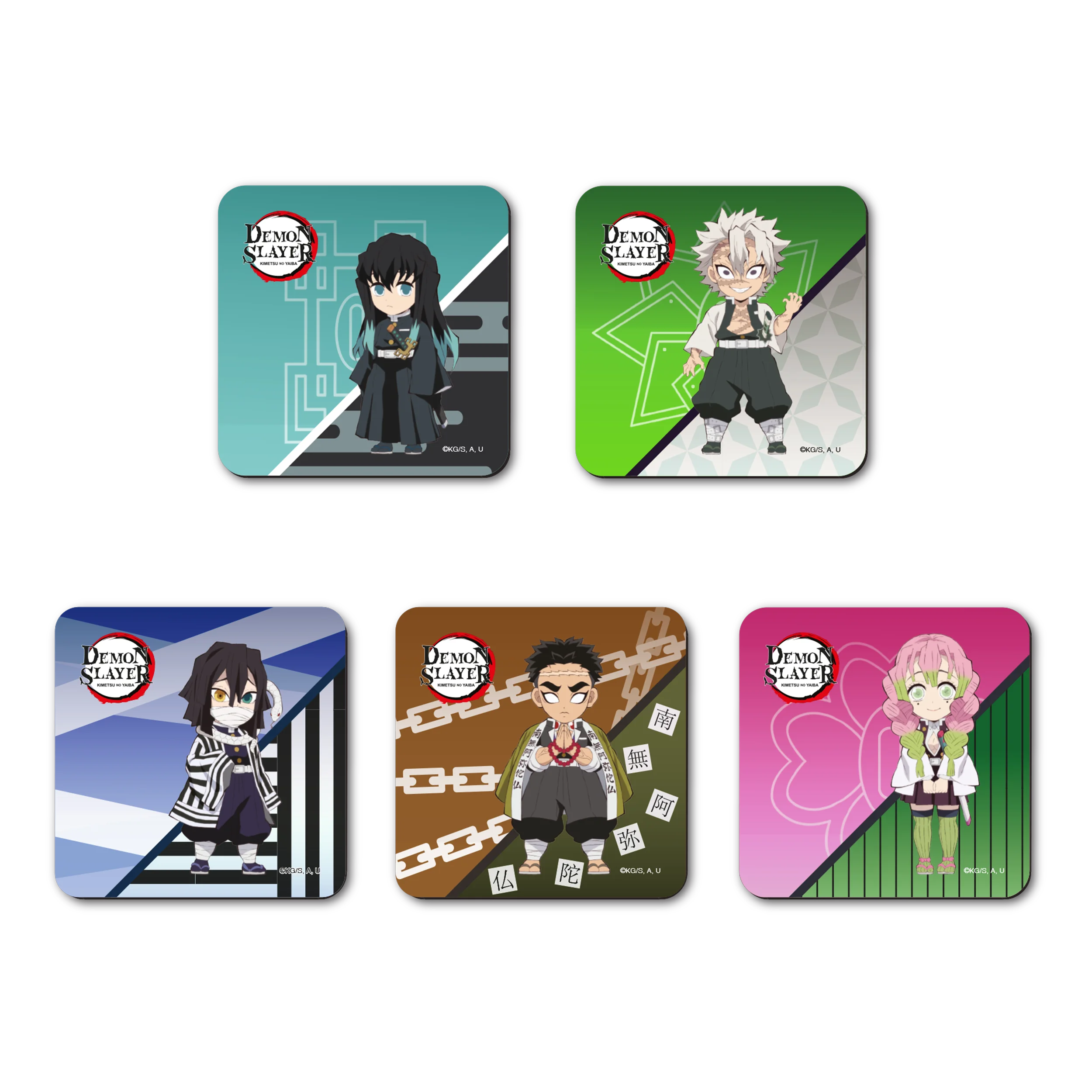 Demon Slayer -Kimetsu no Yaiba- Entertainment District Arc - Untersetzer-Set Chibi Säulen (Set B)