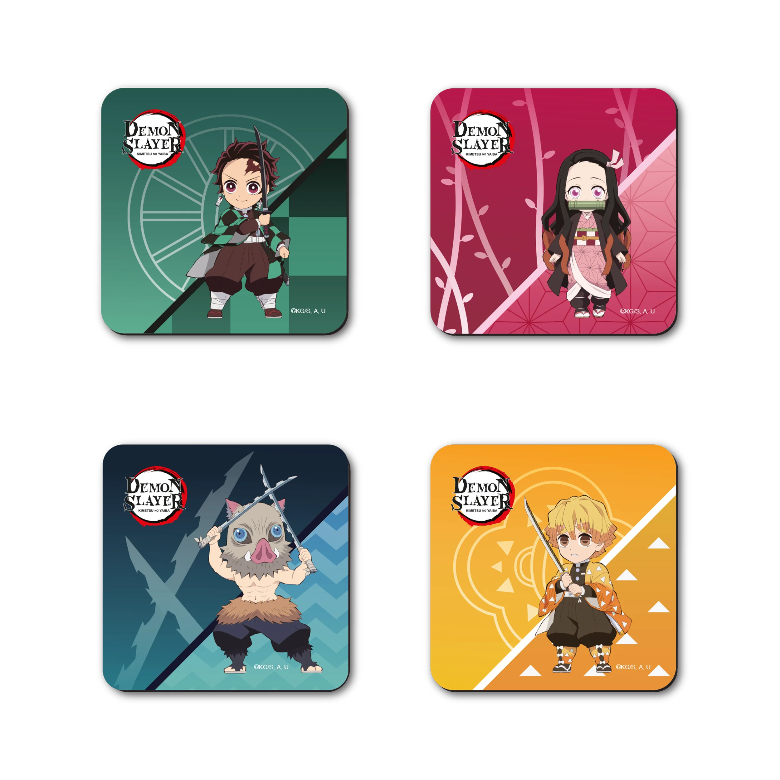 Demon Slayer -Kimetsu no Yaiba- Entertainment District Arc - Untersetzer-Set Chibi Tanjiro und Freunde