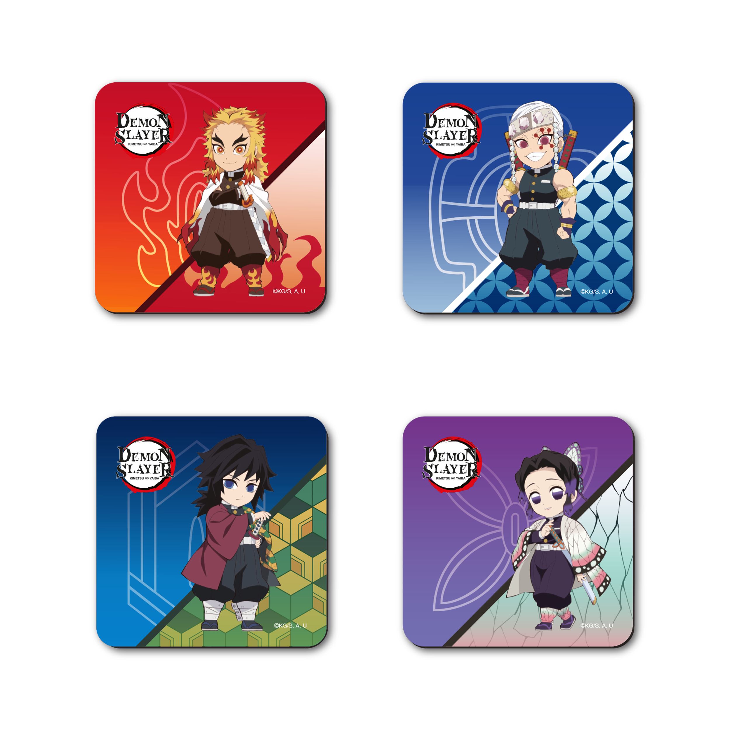 Demon Slayer -Kimetsu no Yaiba- Entertainment District Arc - Untersetzer-Set Chibi Säulen (Set A)