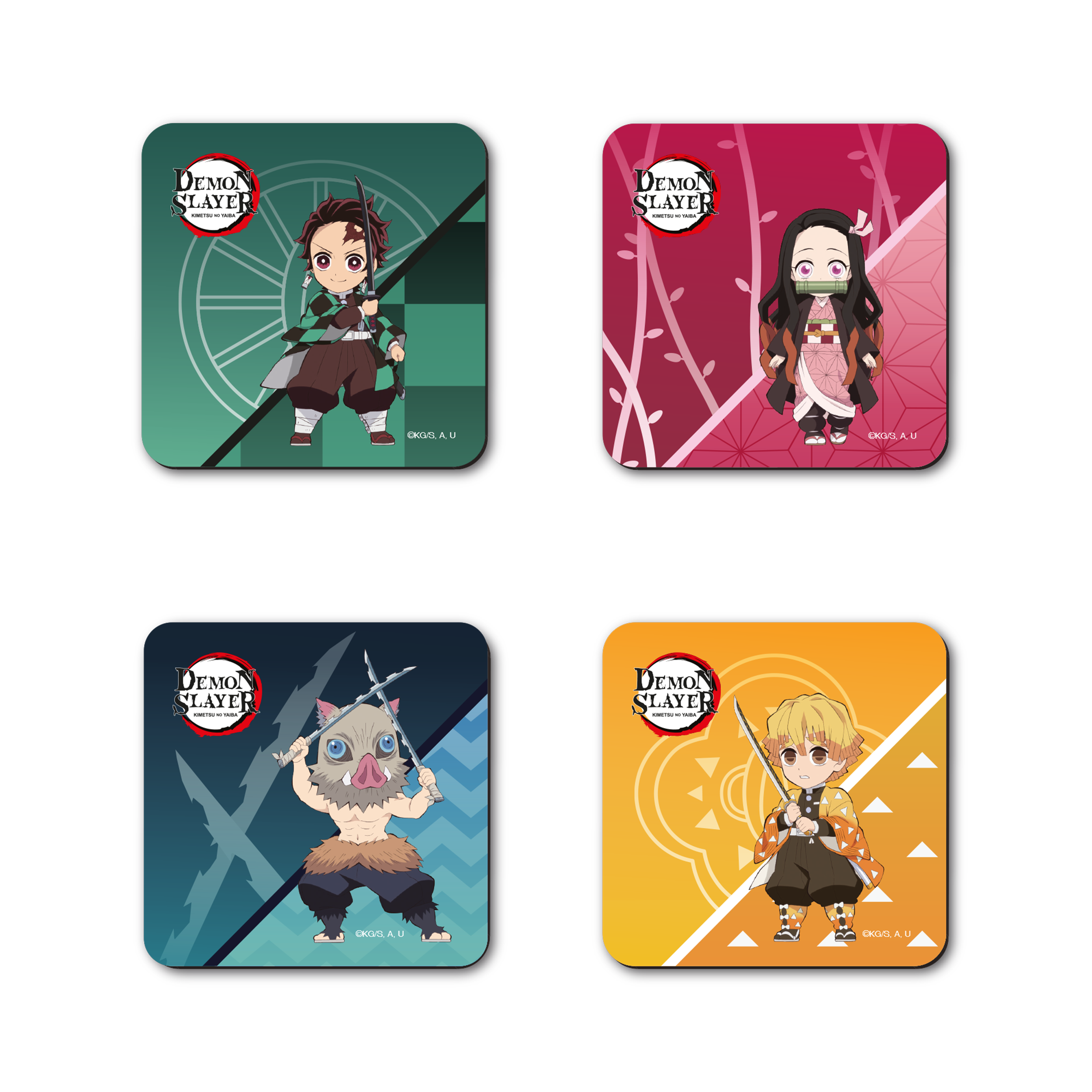 Demon Slayer -Kimetsu no Yaiba- Entertainment District Arc - Untersetzer-Set Chibi Tanjiro und Freunde