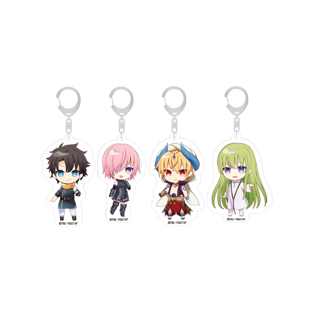 Acrylschlüsselanhänger Fate/Grand Order Babylonia mit schwarzen, pinken, blonden und grünen Haaren