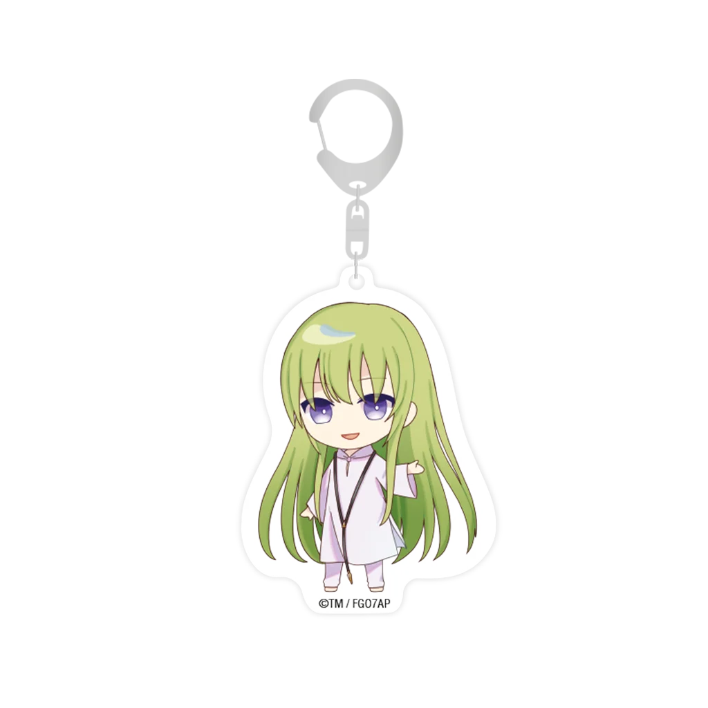 Grüner und weißer Anime-Charakter-Schlüsselanhänger mit silbernem Schlüsselring für Fate/Grand Order Enkidu