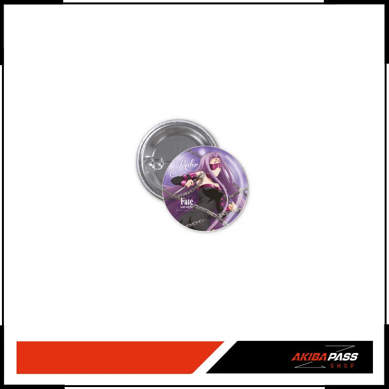 Lila Ninja Button Badge mit Silberrahmen und schwarzem Text aus Fate/stay night Heavens Feel
