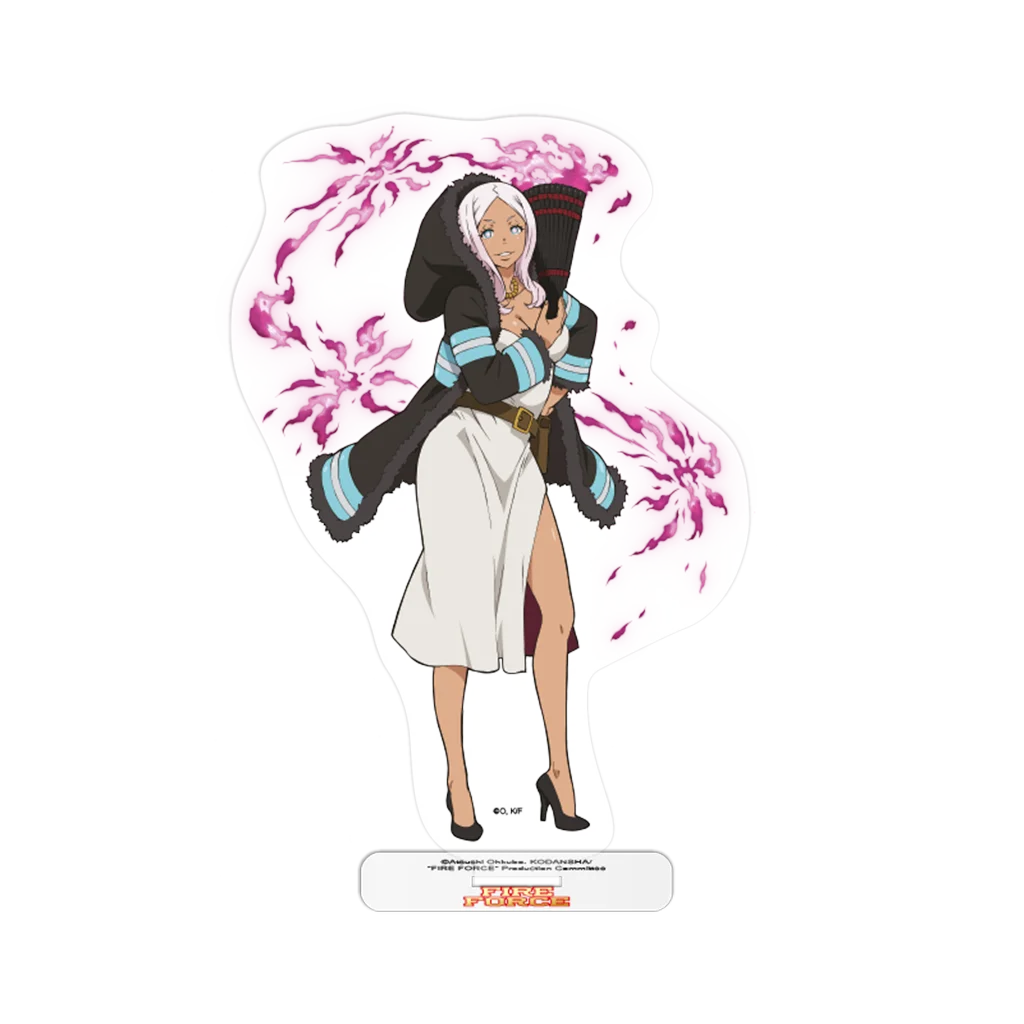 Schwarz-weißer Anime-Charakter-Acrylaufsteller Princess Hibana mit pinkem Blumenmuster