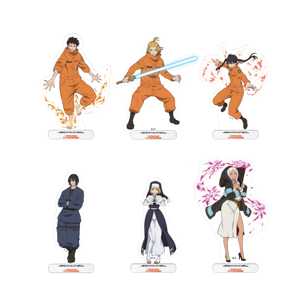 Naruto Actionfigure Set mit Uzumaki Naruto und Gaara in dynamischen Posen, Fire Force Acrylaufsteller Shinra