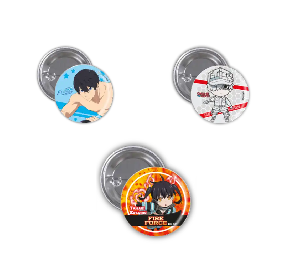 Feuerkraft-Tastensatz mit Anime-Charakteren und Flammendesign.