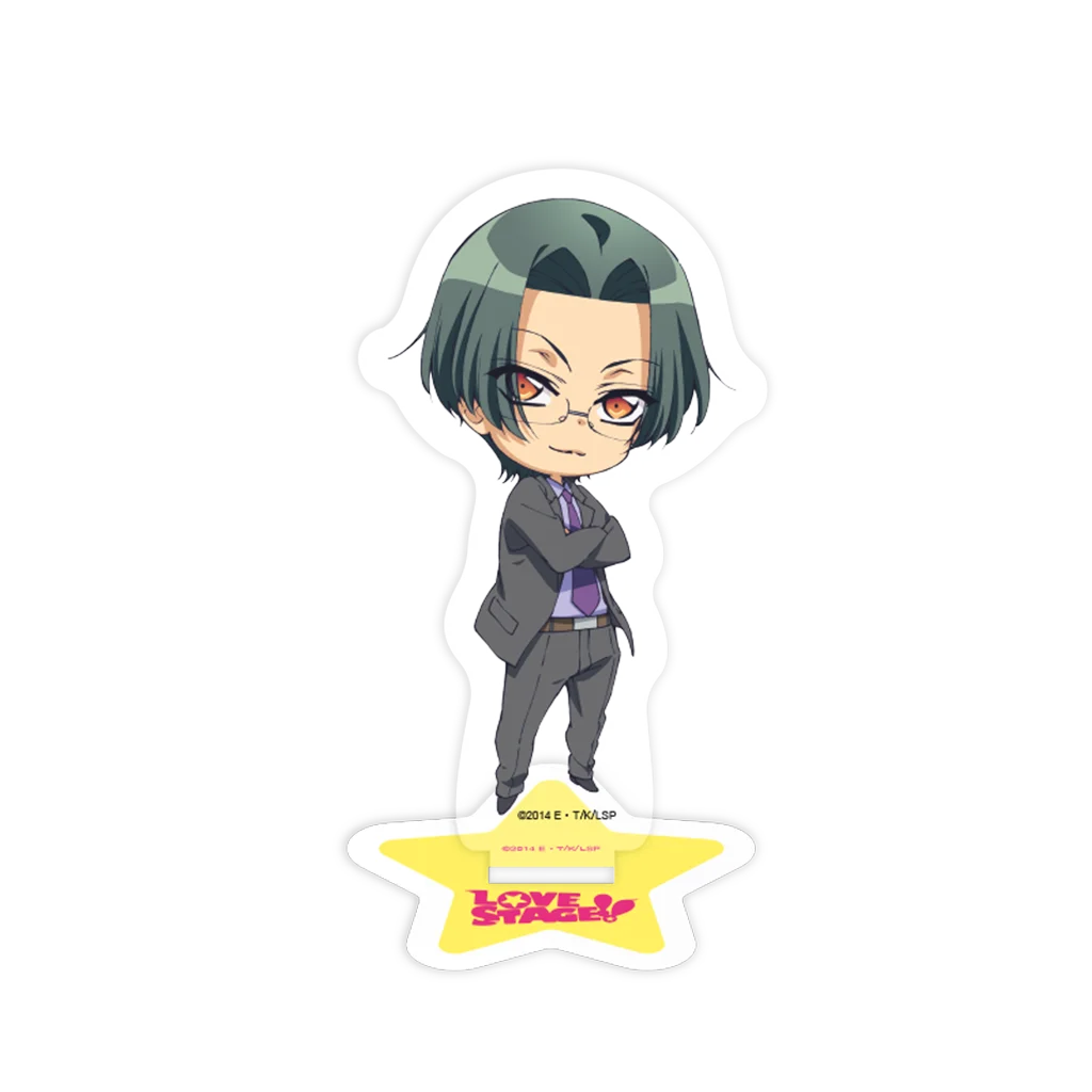 Sternförmiger Aufkleber mit Chibi Rei mit grünen Haaren und Brille aus Love Stage Acrylaufsteller