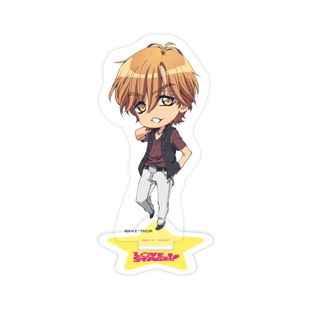 Gelber sternförmiger Aufkleber mit Anime-Charakter Shogo aus Love Stage