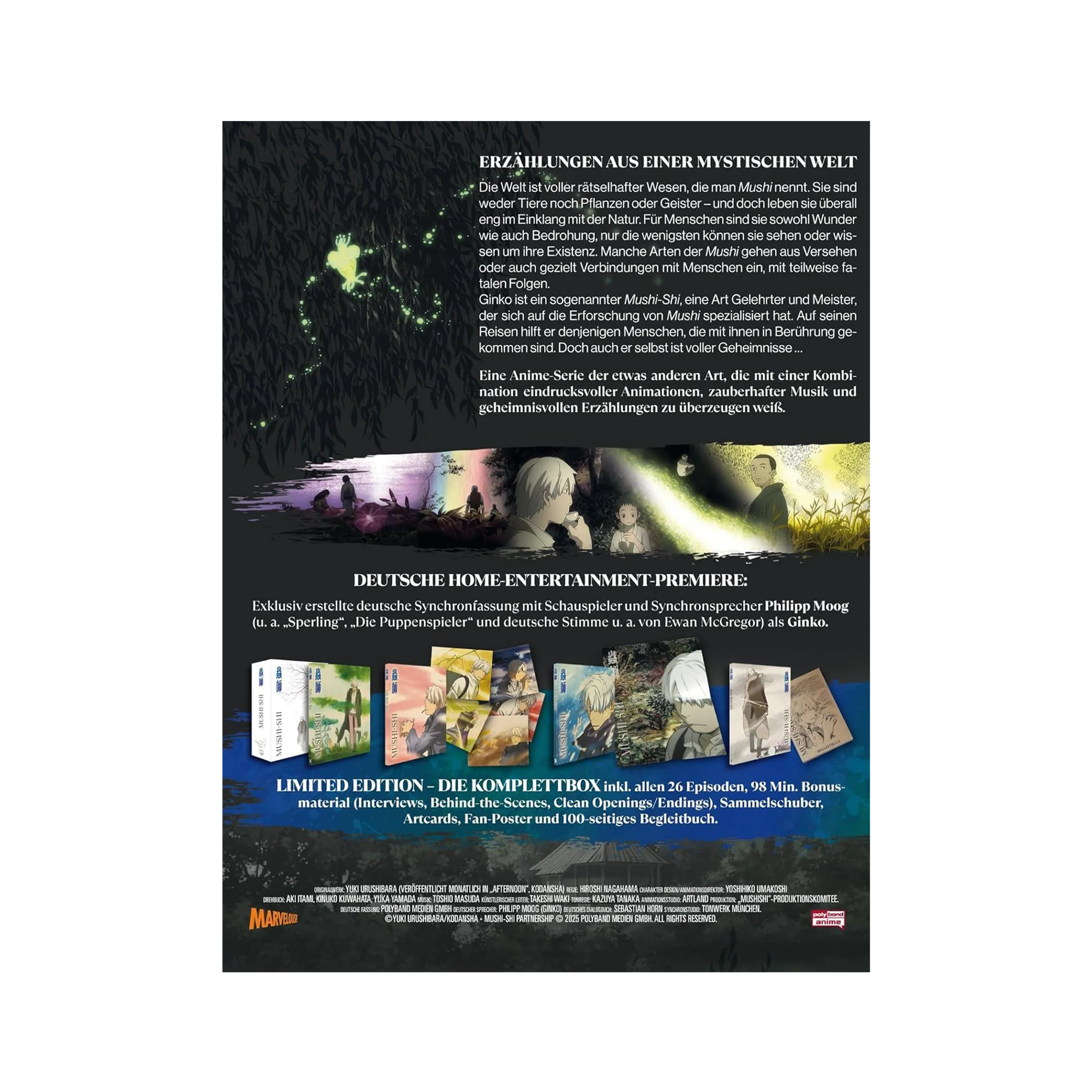 Limitierte Anime-Box mit dunklem Wald, mystischen Charakteren für Mushi-Shi Staffel 1