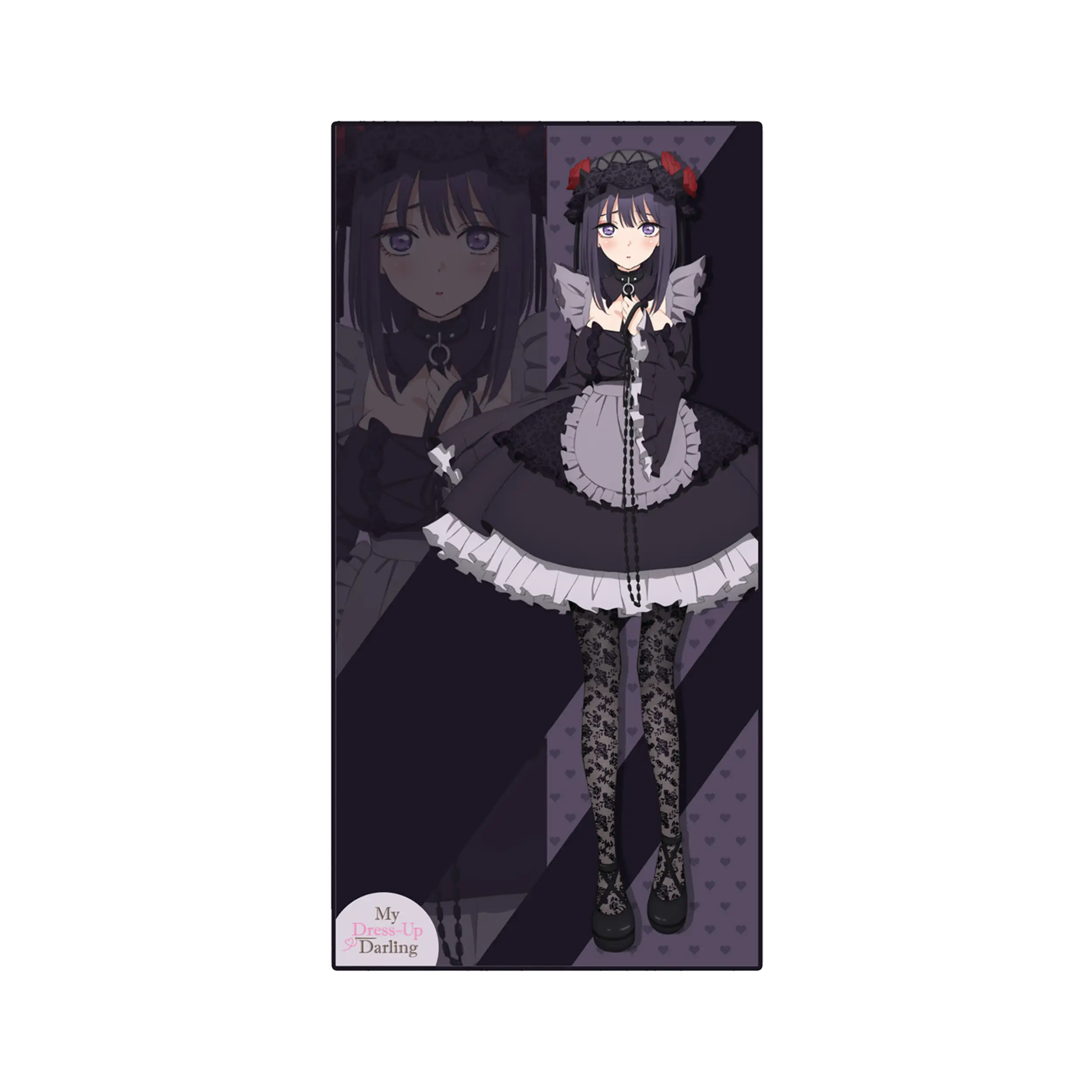 Schwarzes Spitzenkleid mit Rüschensaum und Blumenakzenten