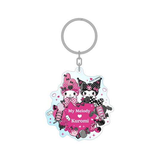 My Melody & Kuromi - Pink Black Party Series - Acrylschlüsselanhänger (Holo-Effekt) (7cm)