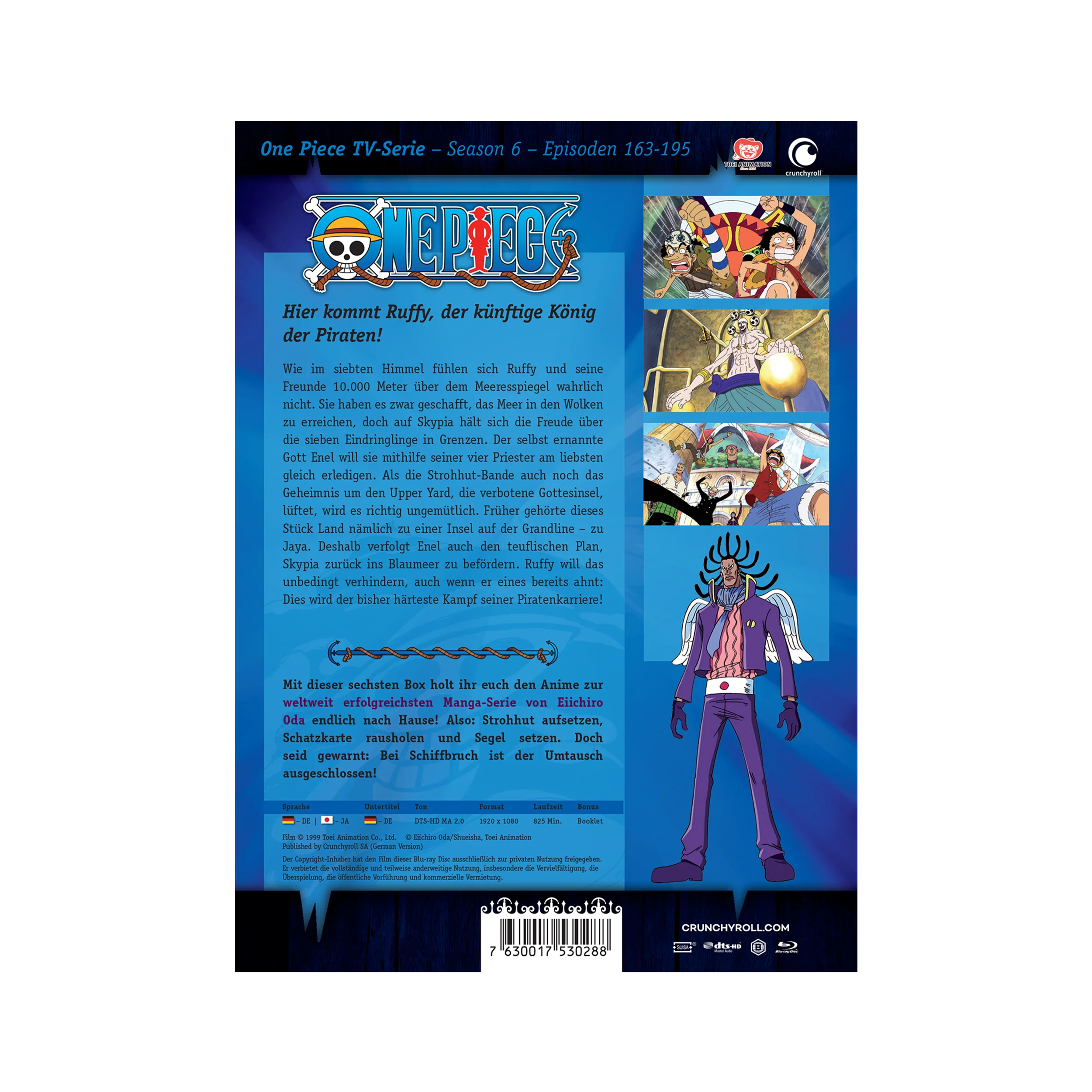 One Piece DVD Cover mit Ruffy, dem Piratenkönig, für Blu-ray Box 6 Episoden 163-195