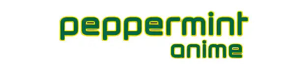 Peppermint Anime Logo-Design mit grünem Text auf weißem Hintergrund.