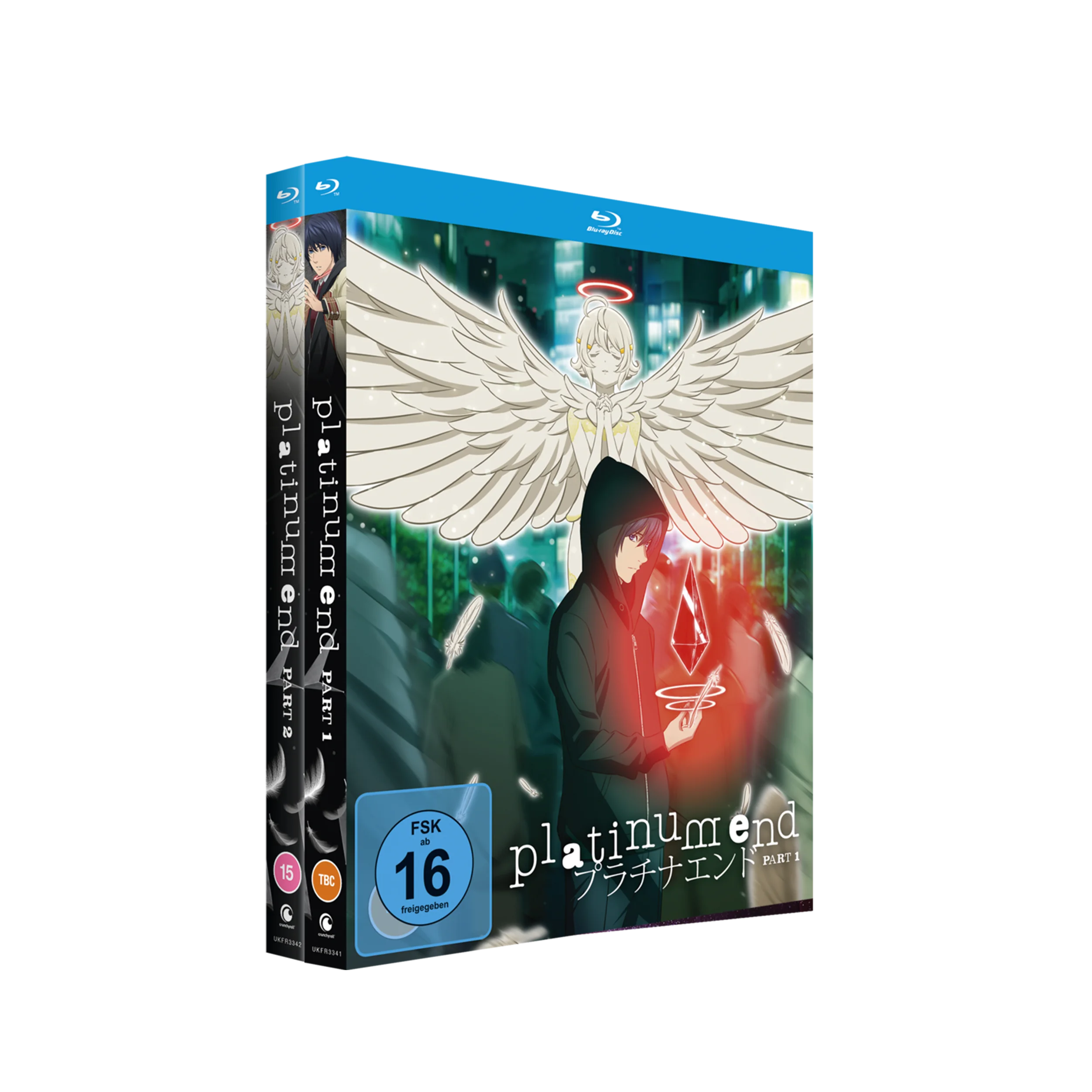 Platinum End Blu-ray Box Set Gesamtausgabe Bundle Part 1-2 auf einem Regal displayt