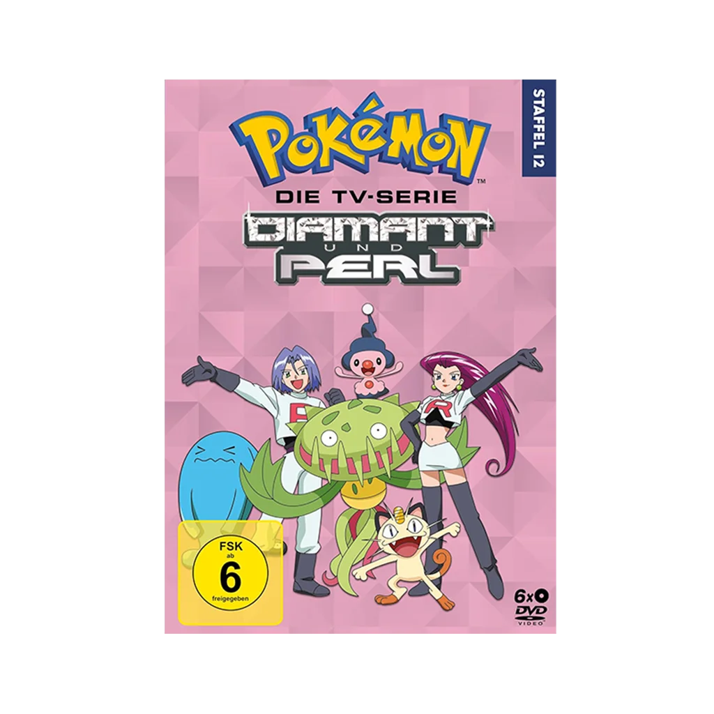 Pokémon DVD-Cover Staffel 12 Diamant und Perl pink mit Figuren