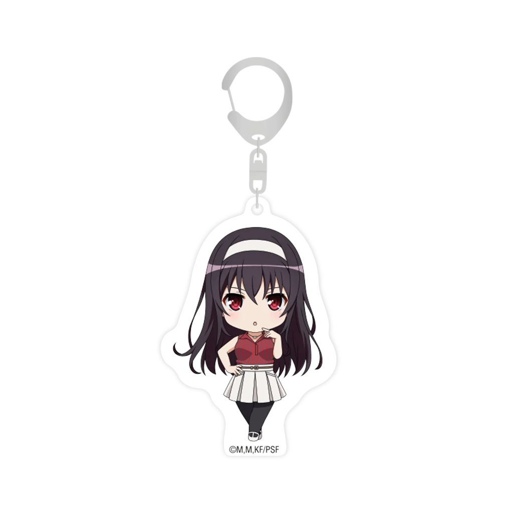 Acrylic-Schlüsselanhänger mit Anime-Charakter in rotem Kleid und schwarzen Haaren