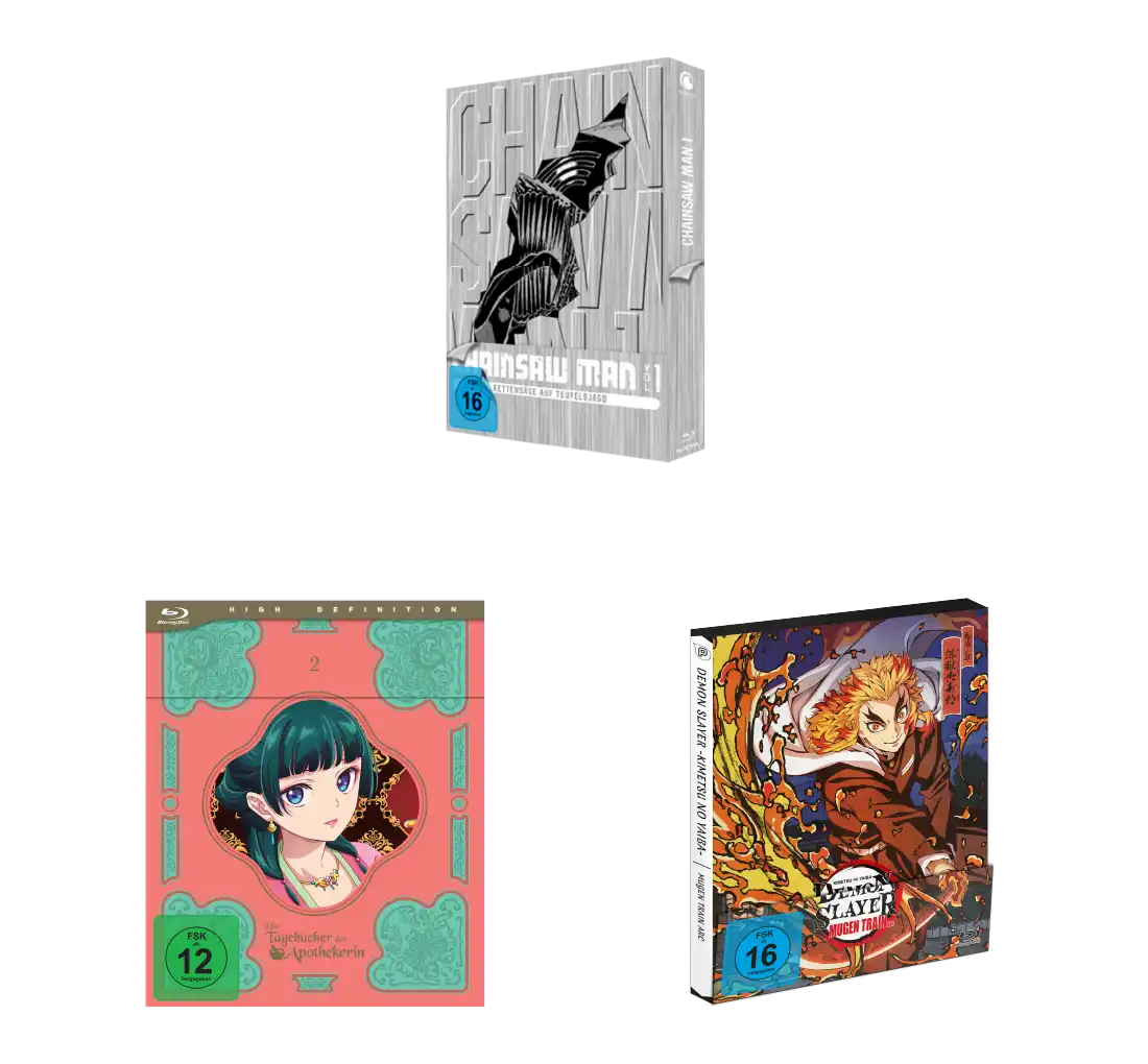 Silberne Anime-Charakterfigur mit schwarzen Haaren und roten Augen, gestaltet in einer Sammelbox.