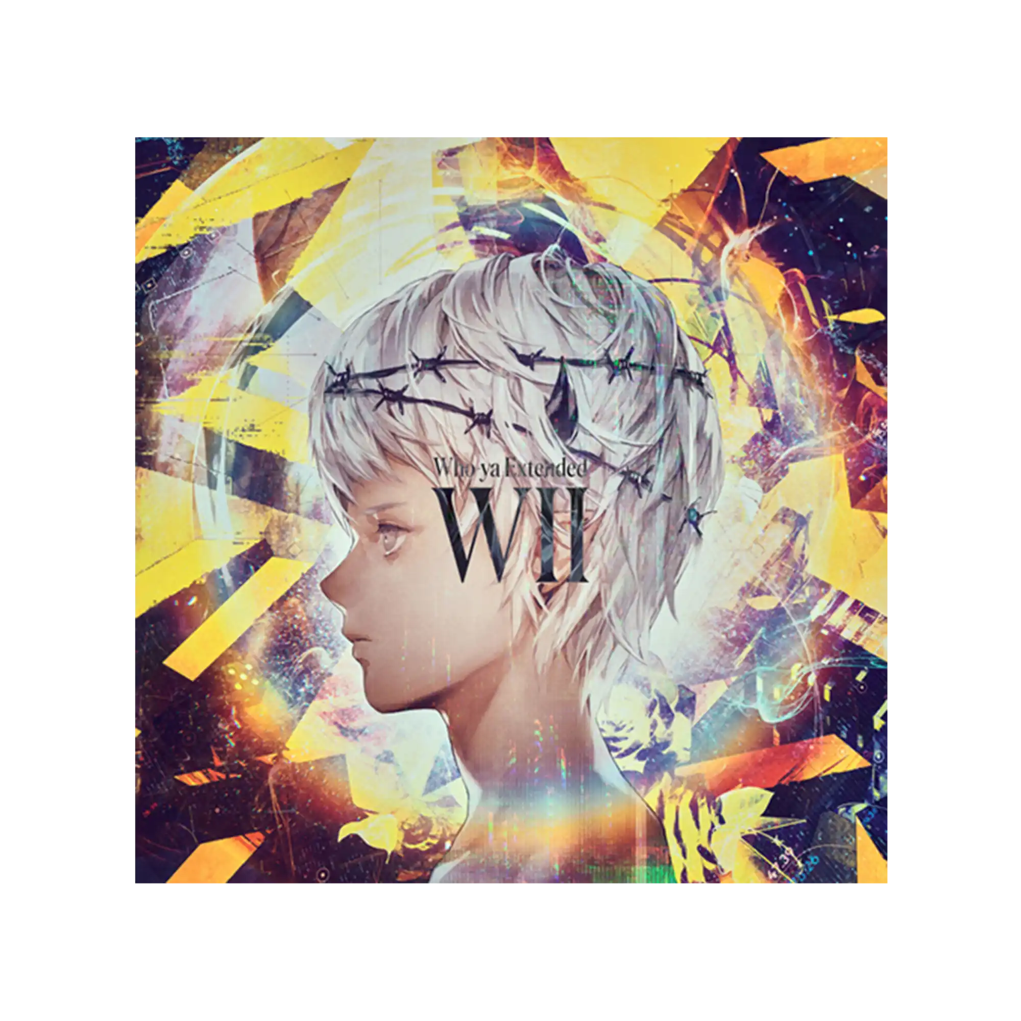 Silbernes Stacheldraht-Stirnband mit weißen Haaren