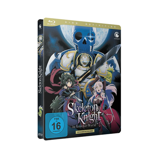 Skeleton Knight in Another World Gesamtausgabe Blu-ray mit blauer und weißer Totenschädel-Gestaltung