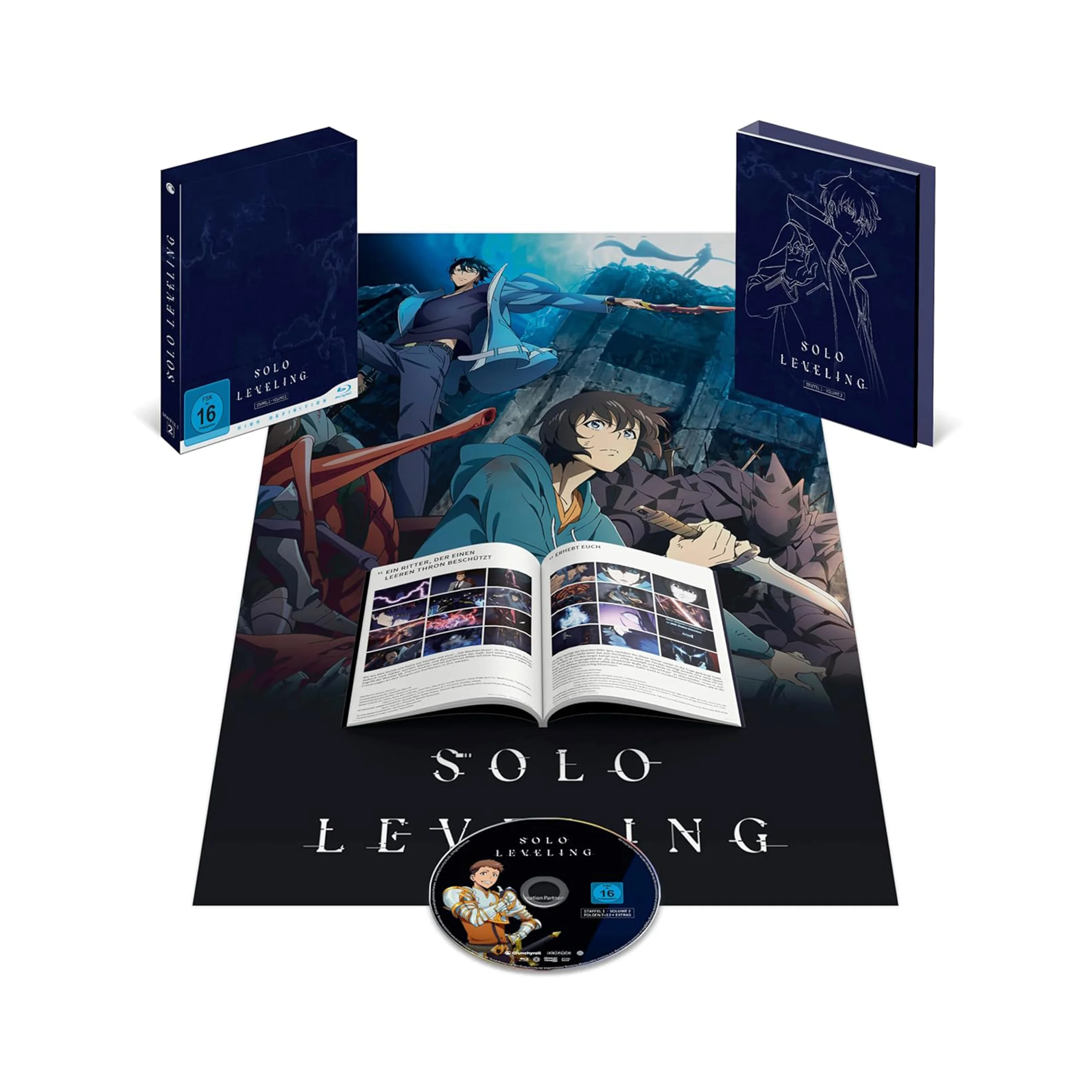 Blaue und silberne Solo Leveling Blu-ray-Set mit Slipcase für Staffel 1 Teil 2