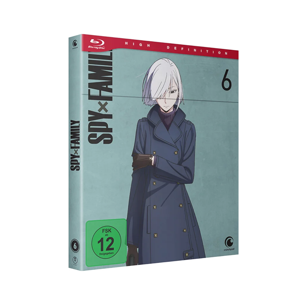 Spy x Family Blu-ray Boxset Staffel 1 Teil 2 Vol. 3 mit weißhaariger Figur in blauem Mantel