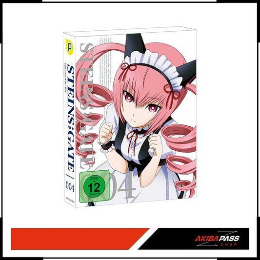 Steins Gate Anime Box Set mit pinkhaariger Frau auf Cover, Vol. 4 DVD