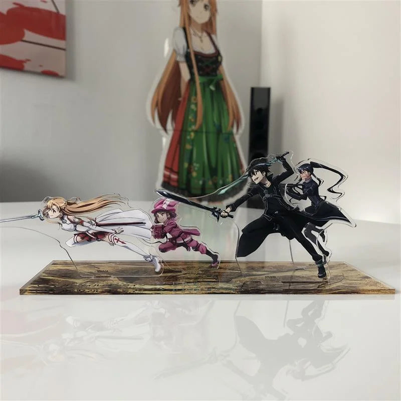 3D Anime Figuren Set Sword Art Online Alternative Gun Gale Online Folie mit roten Akzenten