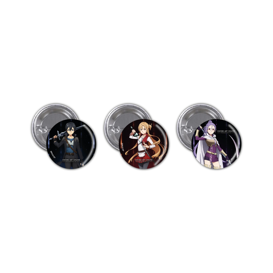 Silberne Button Badge Set mit Anime-Charakteren aus Sword Art Online Progressive