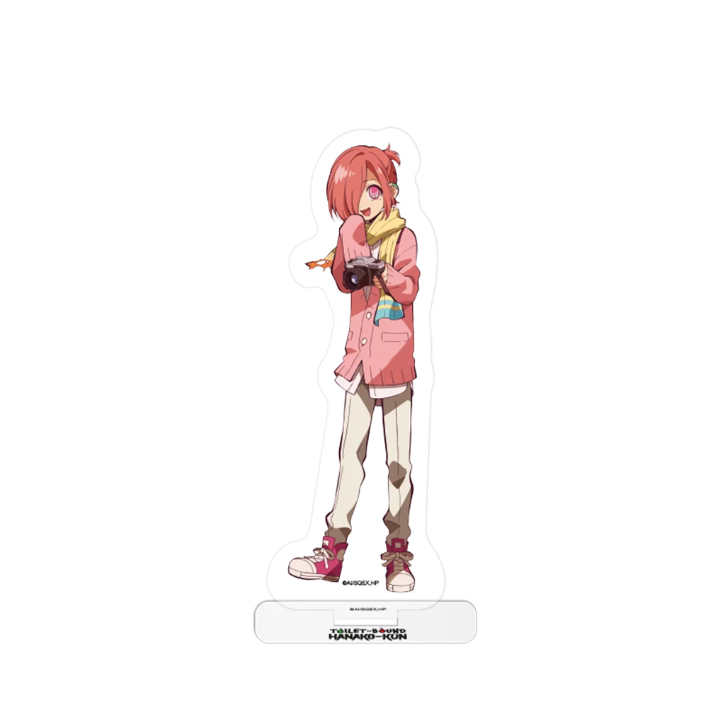 Pink und weiße Anime-Mädchen Figur Sticker mit Schal Stiefeln und Tasche