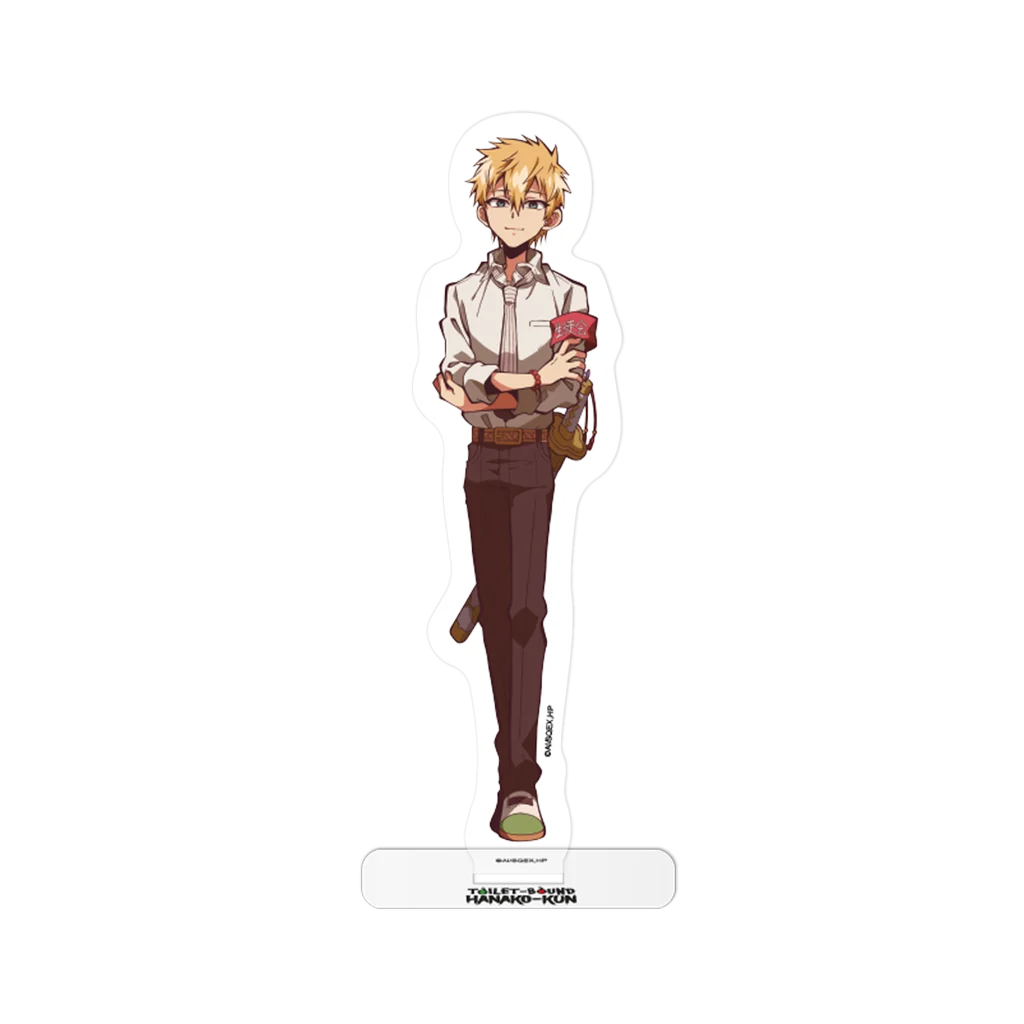 Braune Leder-Geldbörsenkette mit goldenen Akzenten und rotem Herzanhänger, passend zu Toilet-bound Hanako-kun Acrylaufsteller Teru