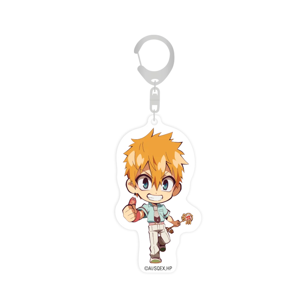 Toilet-bound Hanako kun Acrylschlüsselanhänger mit Cartoon-Charakter, orange Haare, grüne Jacke