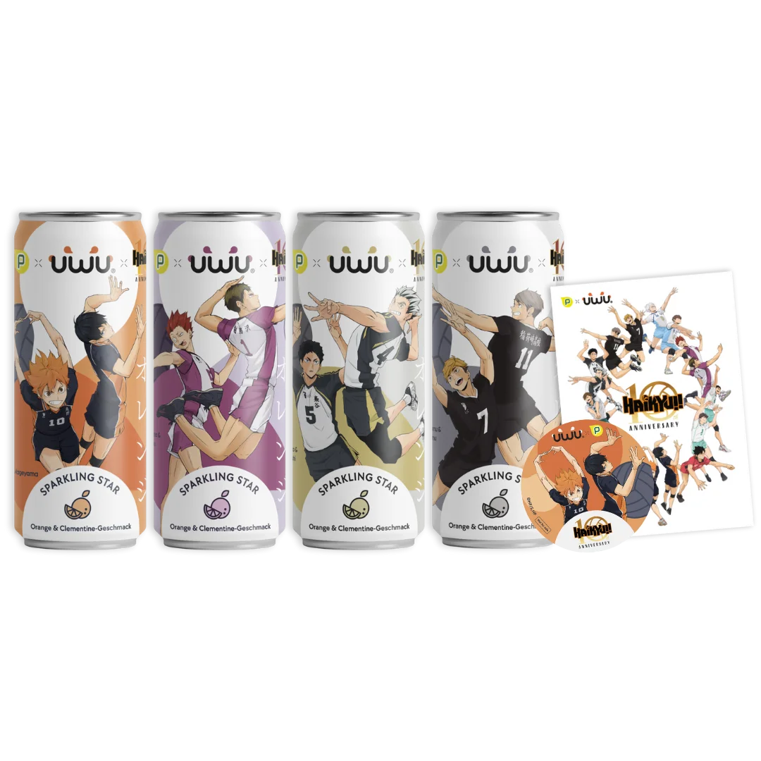 UWU x Haikyu!! 10th Anniversary - Erfrischungsgetränk - Sparkling Star (Orangen- und Clementinen) - 12er Tray - PACK A