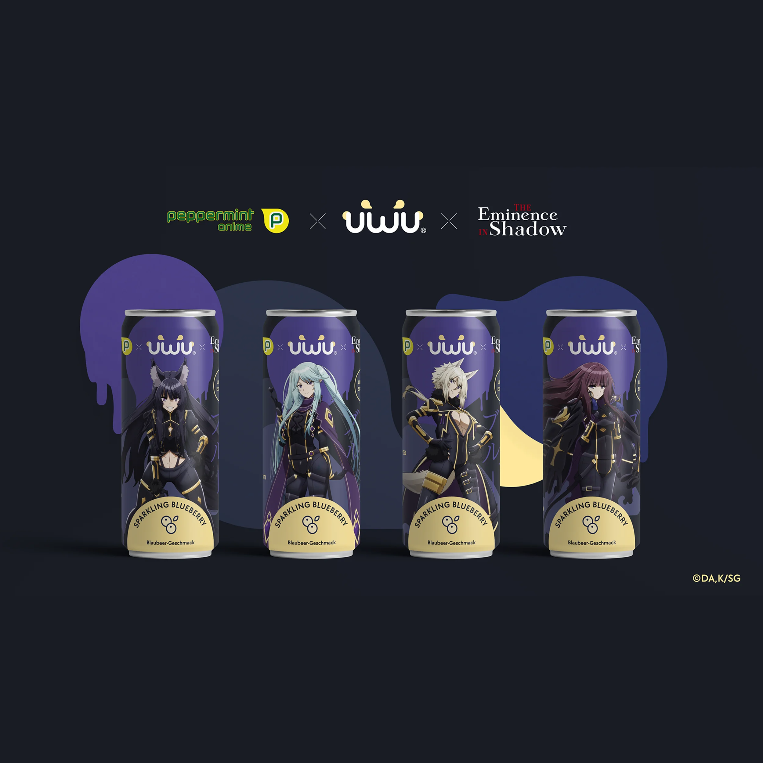 UWU x [The Eminence in Shadow] - Erfrischungsgetränk - Sparkling Blueberry - 12er Tray - Pack B