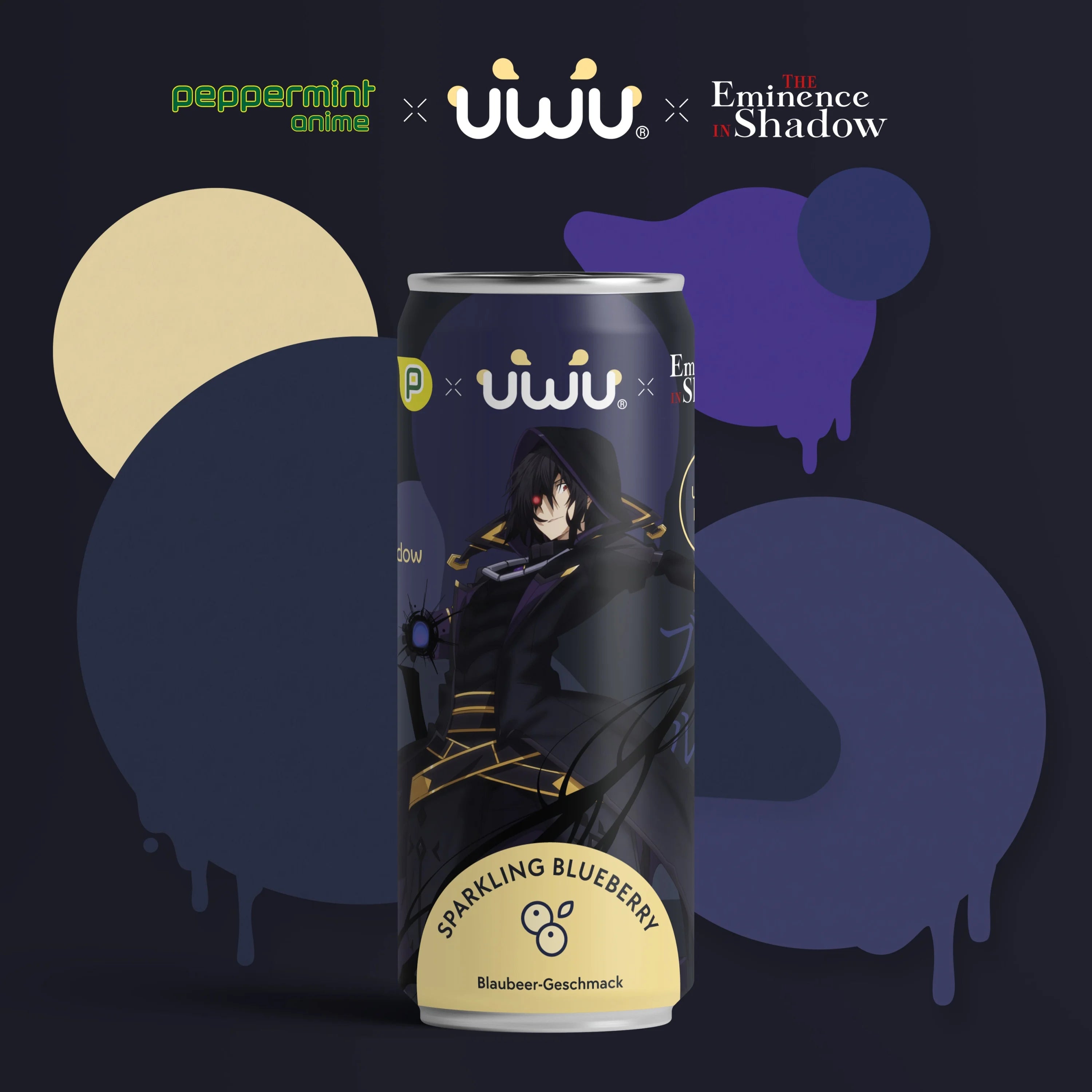 UWU x [The Eminence in Shadow] - Erfrischungsgetränk - Sparkling Blueberry - 12er Tray - Pack A